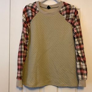 Plaid Raglan Sleeve Sweatshirt